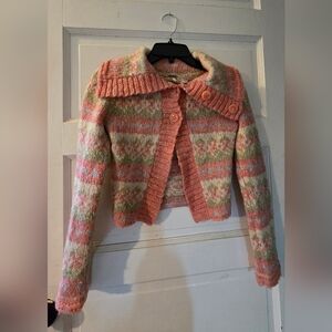 Free People Patterned Cropped Cardigan